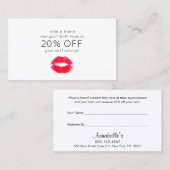 Leuke zoenende lippen Klantverwijzing Aanbevelingskaartje (Voorkant / Achterkant)