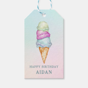 Leuke Zomer Ijs Foto Verjaardagsfeestje Cadeaulabel