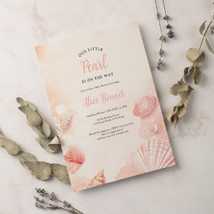 Leuke zomer oceaan kleine parel baby shower kaart