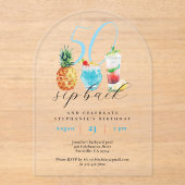 Leuke zomer sip back cocktails 50e verjaardagsfees acryl uitnodigingen (Voorkant)