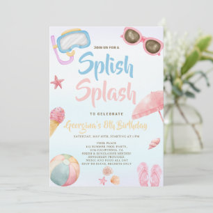 Leuke zomer Splash Girl Verjaardag Kaart