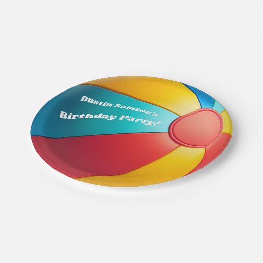 Leuke zomer strand bal volleybal verjaardagsfeestj papieren bordje (Gekanteld)