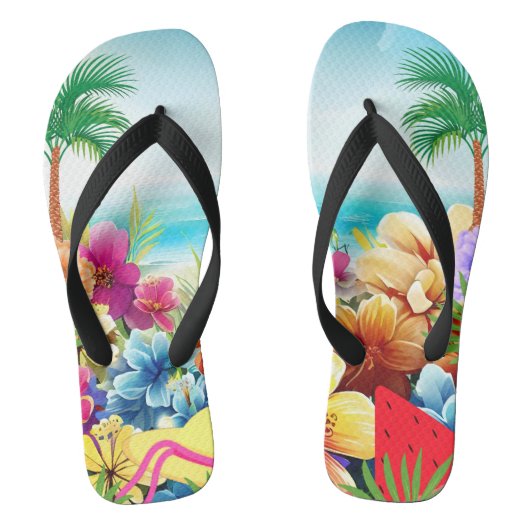 Leuke zomer strand scène teenslippers (Voetbed)