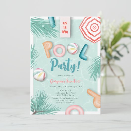 Leuke zomers zwembadfeest script waterverf Sweet 1 Kaart (Staand voorkant)