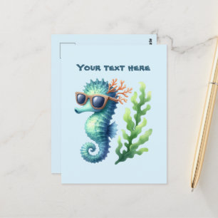 Leuke zomertijd aanpasbare zeepaard briefkaart
