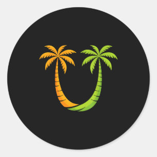 Leuke zomervakantie mannen vrouwen zonsondergang s ronde sticker