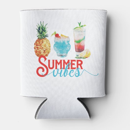 Leuke zomervibes Levendige cocktails Verjaardagsfe Blikjeskoeler (Voorkant)