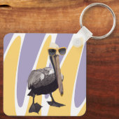 Leuke Zomervibes Pelikaan Vogel Sleutelhanger (Achterkant)