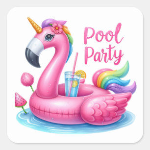 Leuke Zomerzwembad Party Stickers