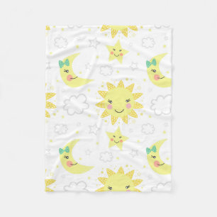 Leuke zon en maan fleece deken