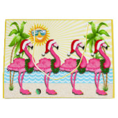 Leuke zon en roze flamingo #holidayZ Tas Groot Cadeauzakje (Voorkant)