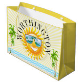 Leuke zon en roze flamingo #holidayZ Tas Groot Cadeauzakje (Achterkant Gekanteld)