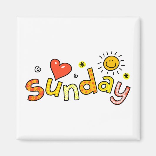 Leuke zondag week dag groet tekst expressie magneet (Voorkant)