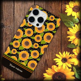 Leuke Zonnebloem Geel Zwart Patroon Aangepaste Naa iPhone 15 Pro Max Hoesje