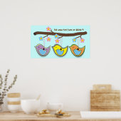 Leuke zwangere blauwe Birdies Posters (Keuken)
