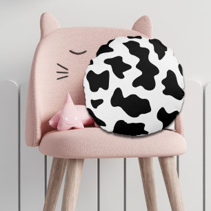 leuke zwart-wit boerderij melkkoe print rond kussen