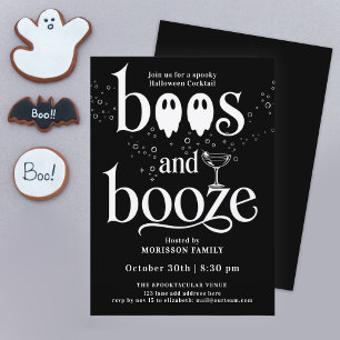 Leuke Zwart Wit Halloween Cocktail Geesten Typo Kaart