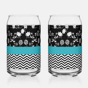 Leuke zwart-wit twee-print set blikvorm glas
