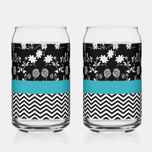 Leuke zwart-wit twee-print set blikvorm glas (Voorkant)