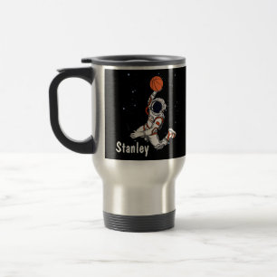 Leuke zwarte astronaut buiten ruimte Galaxy Basket Reisbeker