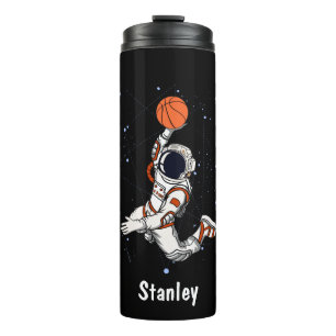 Leuke zwarte astronaut buiten ruimte Galaxy Basket Thermosbeker