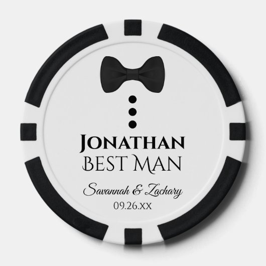 Leuke zwarte boog Stropdas & Buttonnen Beste man b Poker Chips (Voorkant)