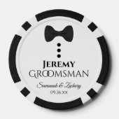 Leuke zwarte boog Stropdas & Buttonnen Groomsman b Poker Chips (Achterkant)