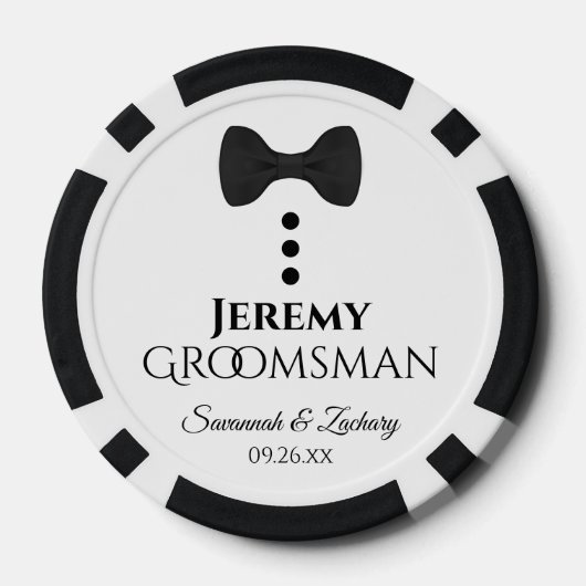 Leuke zwarte boog Stropdas & Buttonnen Groomsman b Poker Chips (Achterkant)