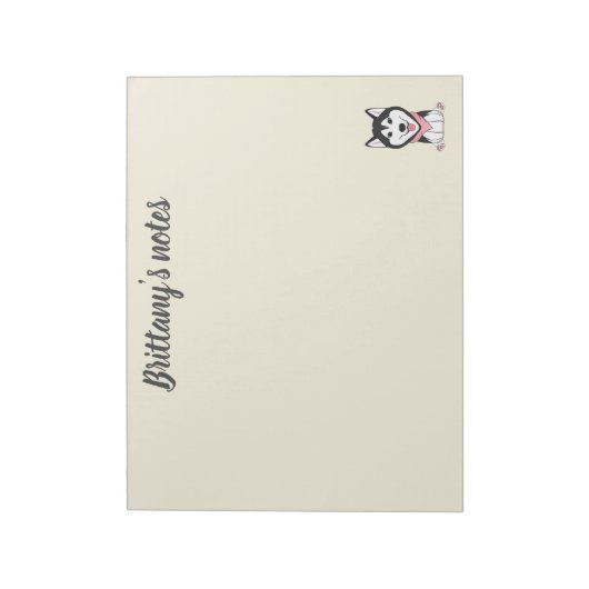 Leuke zwarte en witte husky hond notitieblok (Gedraaid)