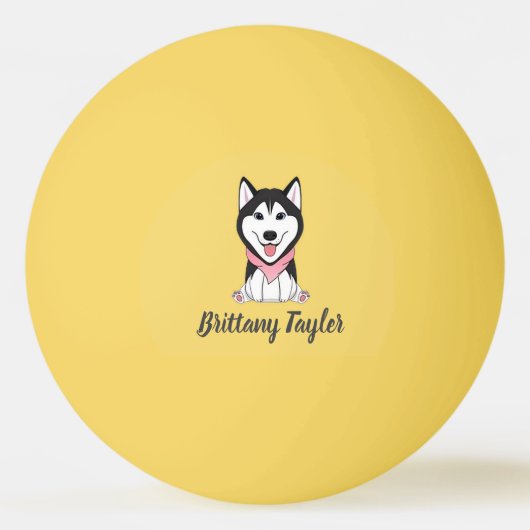Leuke zwarte en witte husky hond pingpongballen (Voorkant)