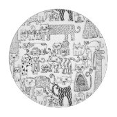 Leuke zwarte en witte katten en kittens snijplank (Voorkant)