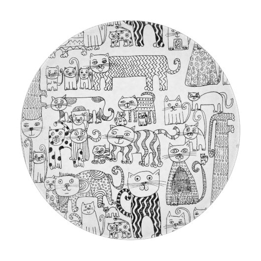 Leuke zwarte en witte katten en kittens snijplank (Voorkant)