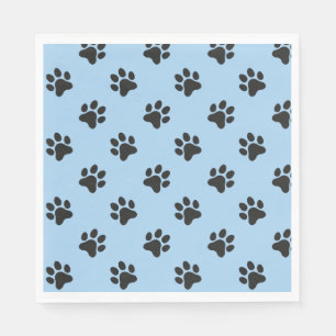 Leuke zwarte hond poot print blauw servet