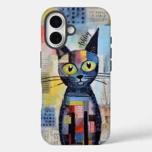 Leuke zwarte kat gepersonaliseerd iPhone 16 hoesje