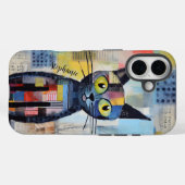 Leuke zwarte kat gepersonaliseerd Case-Mate iPhone case (Achterkant (horizontaal))