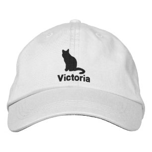 Leuke zwarte kat gepersonaliseerd geborduurde pet