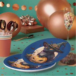 Leuke zwarte kat Halloween Party uitnodiging Papieren Bordje