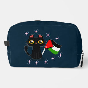 Leuke zwarte kat houdt Palestijnse vlag vast Toilettasje