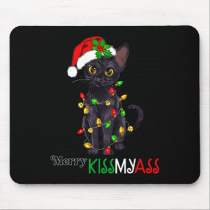 Leuke Zwarte Kat Merry Kissmy Xmas Pyjama Kerstmis Muismat