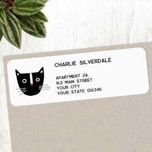 Leuke zwarte kat retouradres etiket