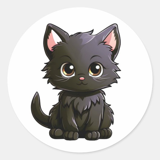 Leuke zwarte kat sticker (Voorkant)