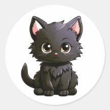 Leuke zwarte kat sticker