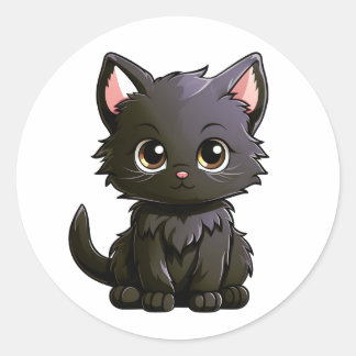 Leuke zwarte kat sticker