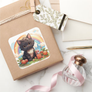 Leuke zwarte kat sticker