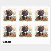 Leuke zwarte kat sticker (Vel)