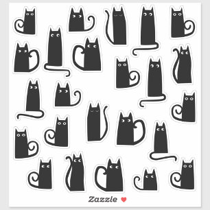Leuke zwarte katten sticker
