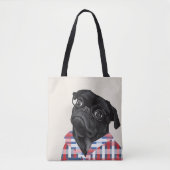 Leuke zwarte pug dog met bril en check Shirt Draagtas (Voorkant)