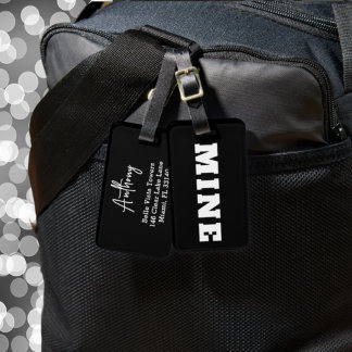 Leuke Zwarte Witte MINE Gepersonaliseerde Bagage L Bagagelabel