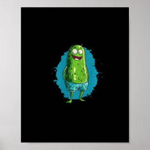 Leuke Zwem Pickle In Trunks Voor Zwembad En Vakati Poster