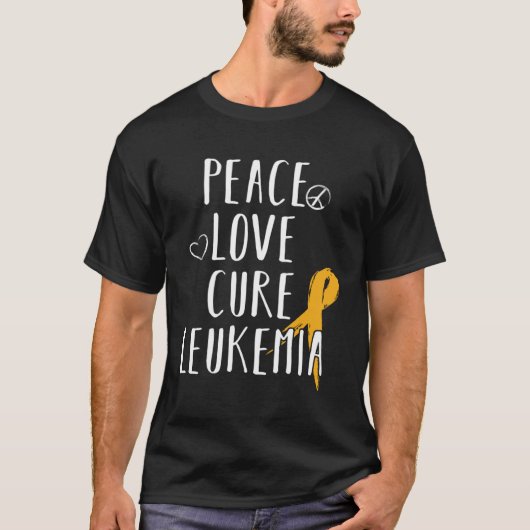 Leukemia Awareness Love Peace Cure Leukemia T-shirt (Voorkant)